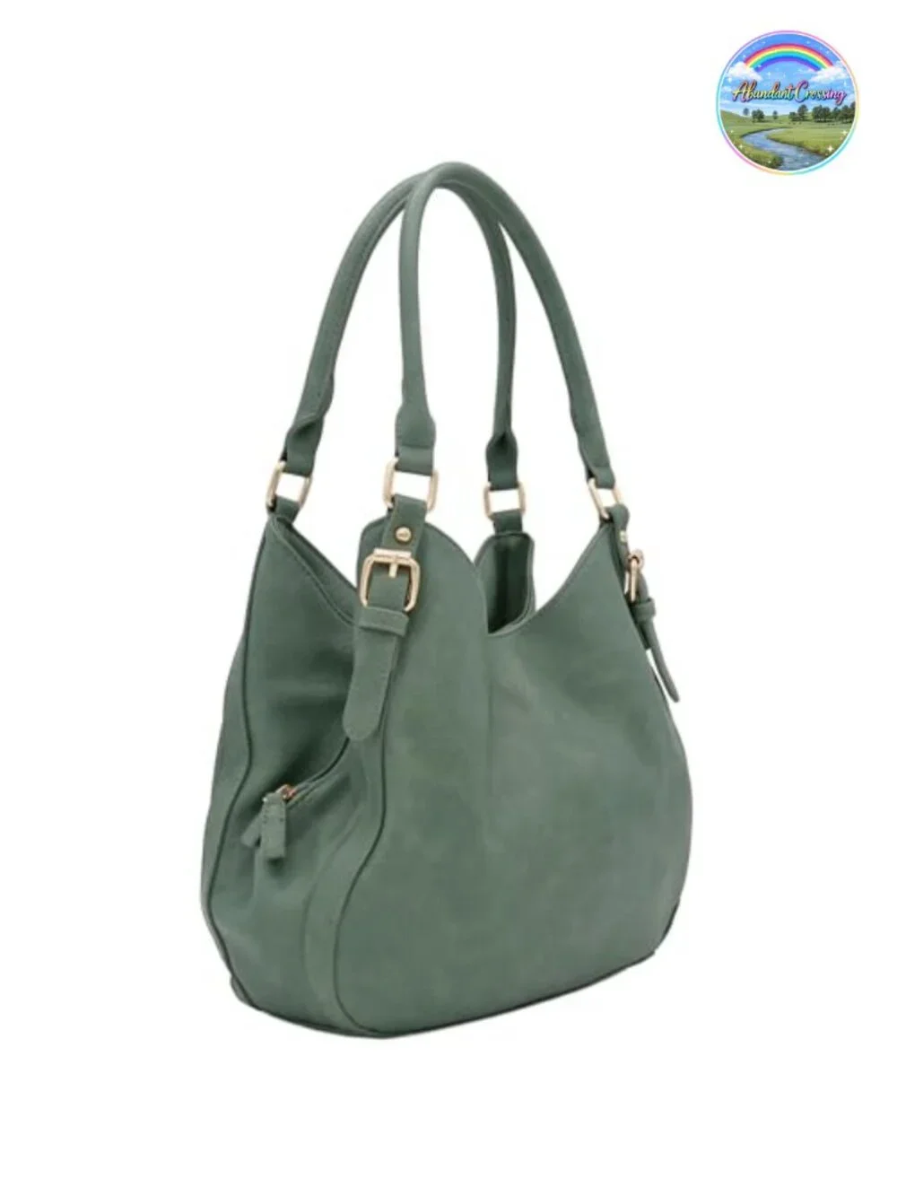 Lightweight Faux Leather 3 Compartment Hobo Bag with Gold-Tone Hardware
